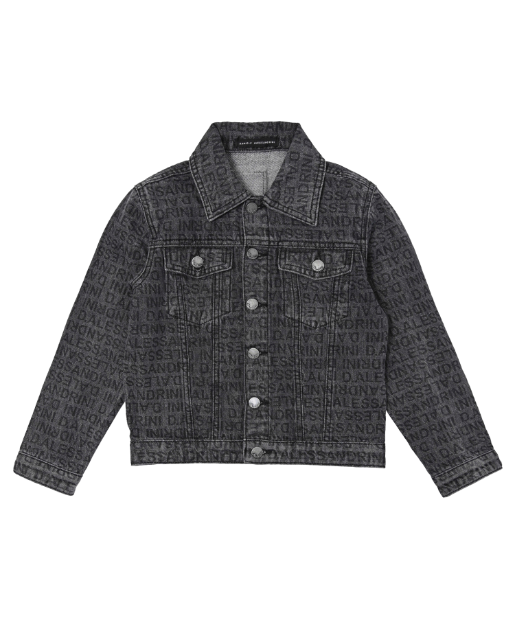 GIACCA BAMBINO CAMICIA IN DENIM LOGO ALL OVER DANIELE ALESSANDRINI ODZ00196 GREY DANIELE ALESSANDRINI 