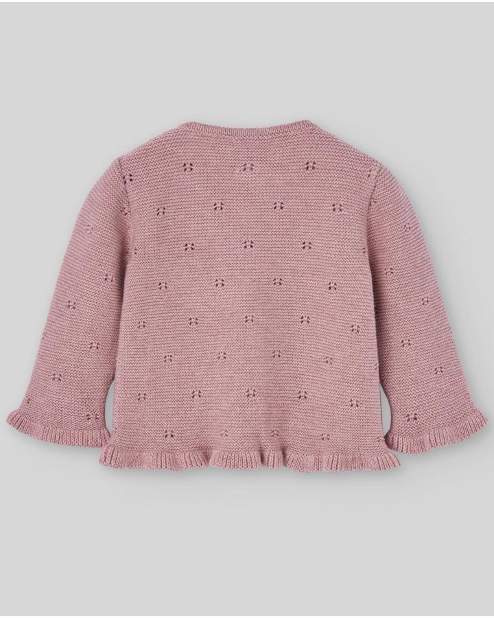 CARDIGAN NEONATA IN LANA TRAFORATO ROSA PAZ RODRIGUEZ 001-123031 ROSA PAZ RODRIGUEZ 
