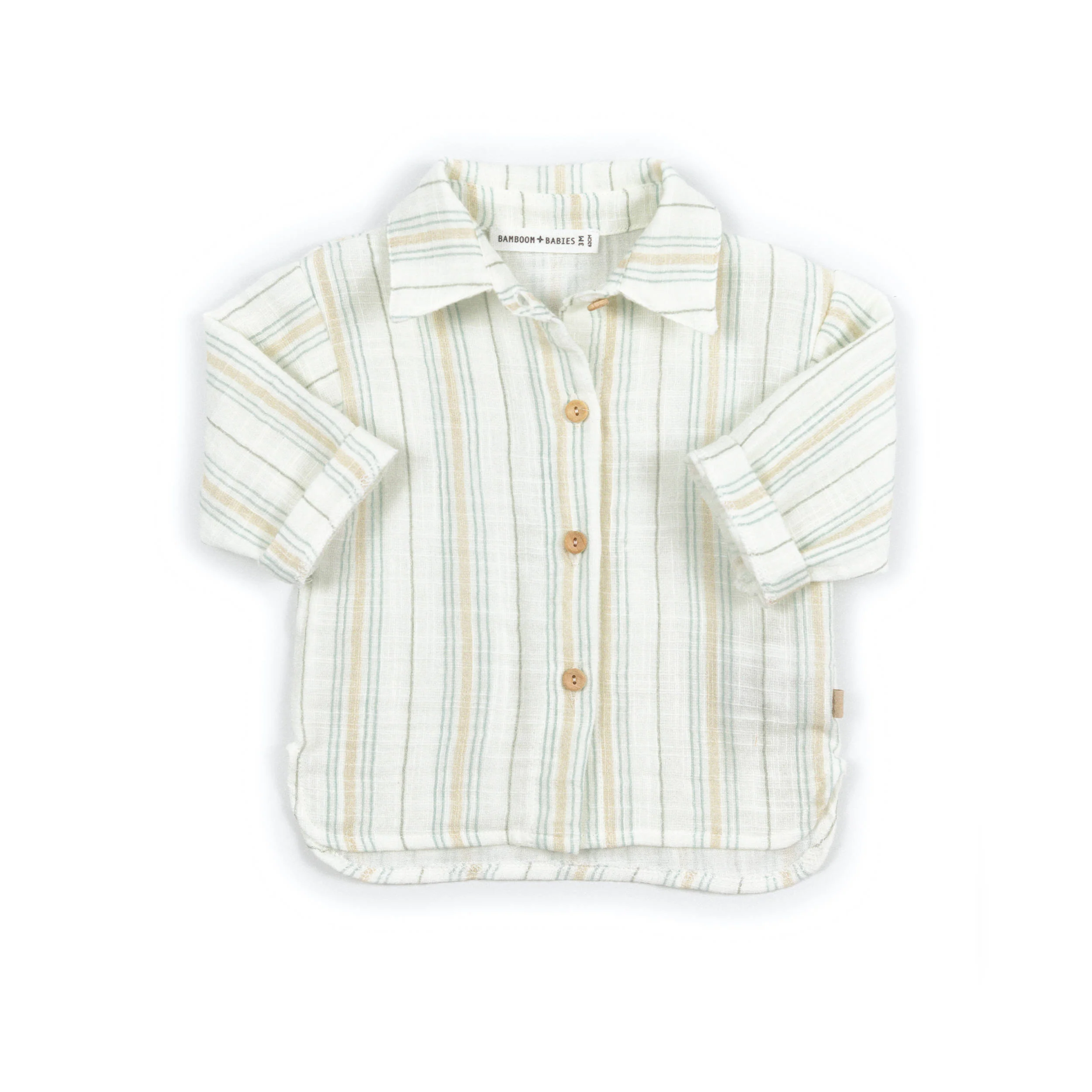 CAMICIA neonato maniche lunghe e bottoni a righe bianco- blu BAMBOOM 1129TE STRIPE WHITE BLU BAMBOOM 