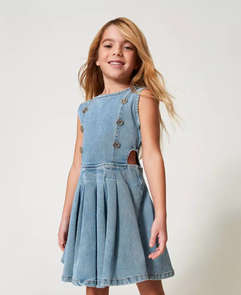 Abito corto in jeans con bottoni logati 251GJ2542 DENIM TWINSET KIDS 