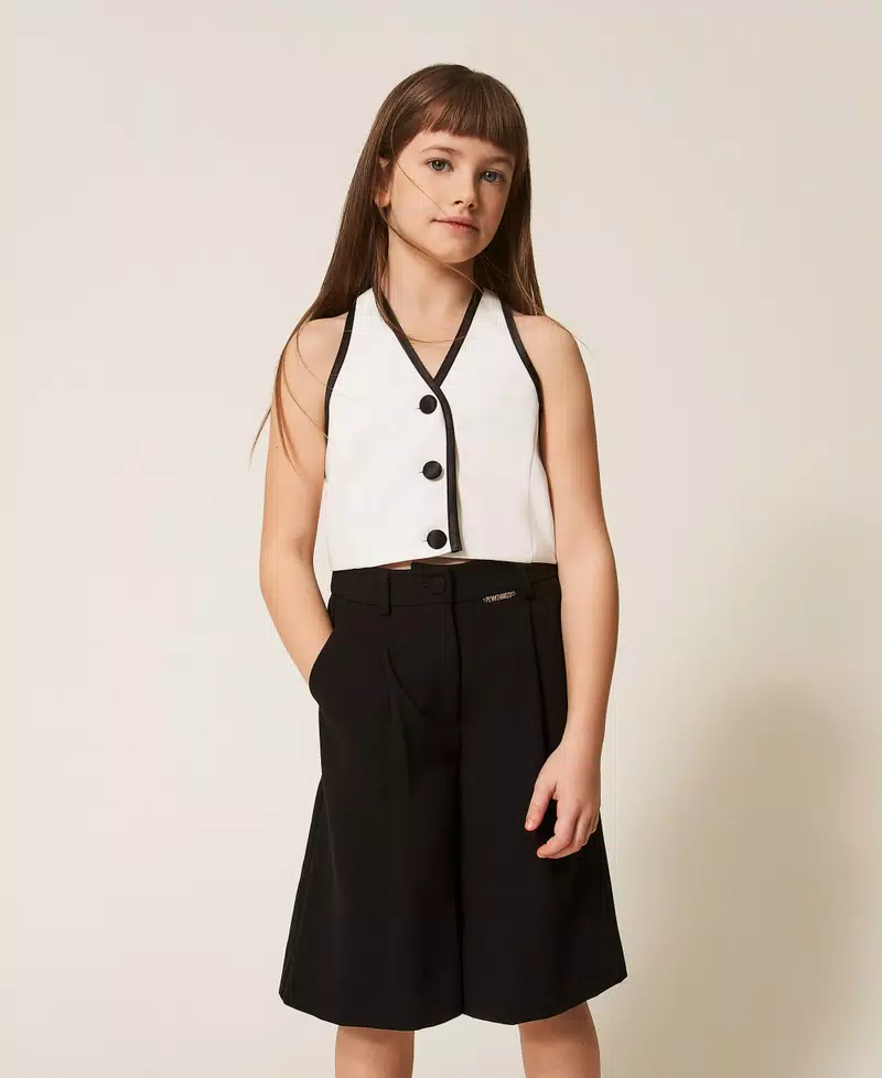 gilet BAMBINA  in crepe BIANCO TWINSET 261GJ2Q52 BIANCO TWINSET KIDS 