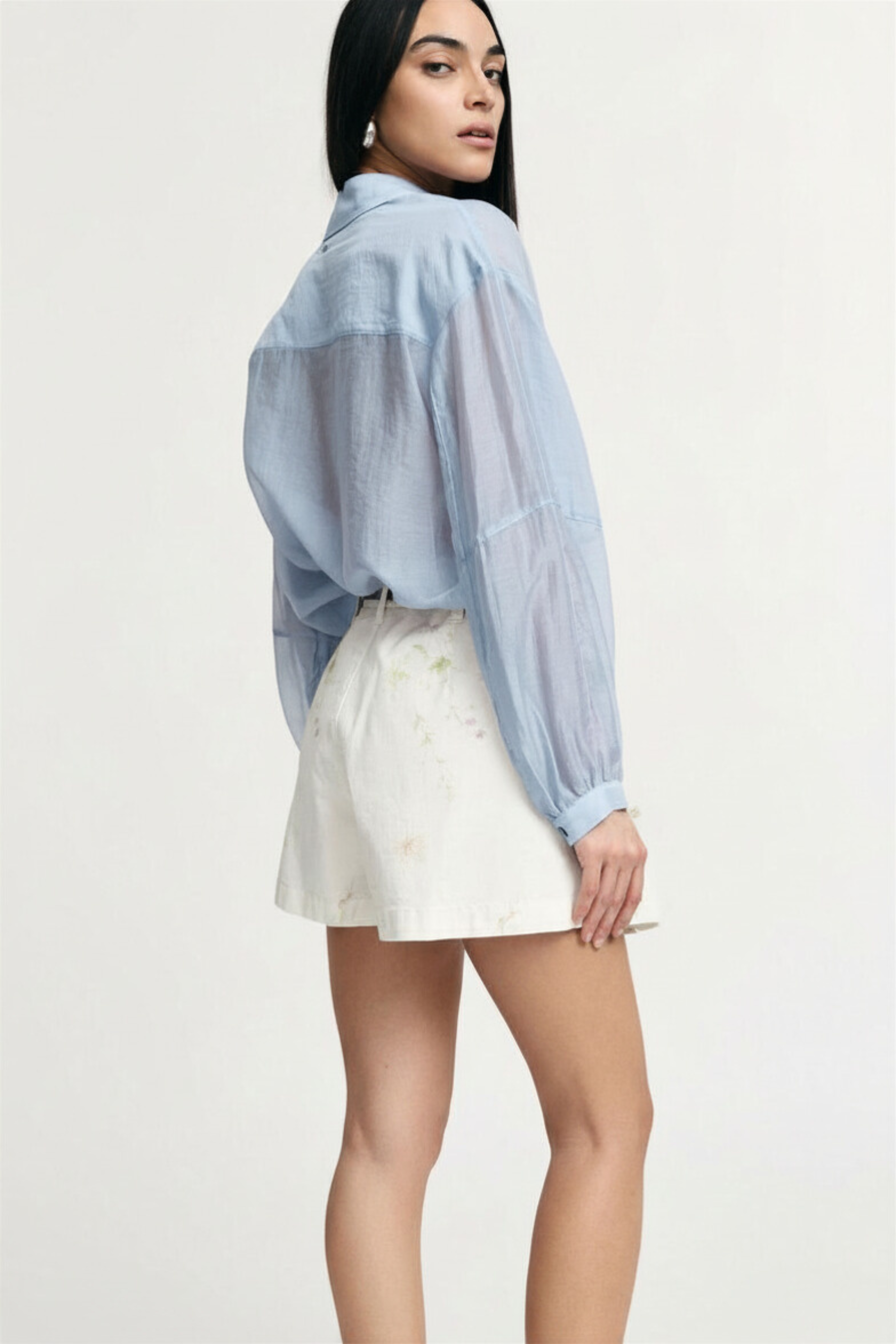 camicia donna over size con collo azzurro please C1MTDYA000 AZZURRO PLEASE 