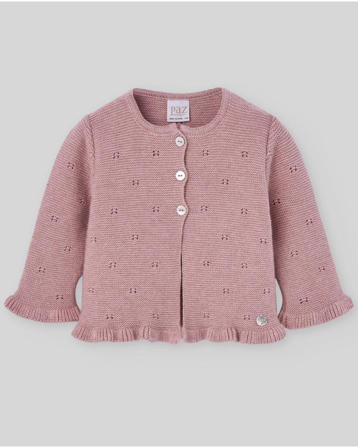 CARDIGAN NEONATA IN LANA TRAFORATO ROSA PAZ RODRIGUEZ 001-123031 ROSA PAZ RODRIGUEZ 