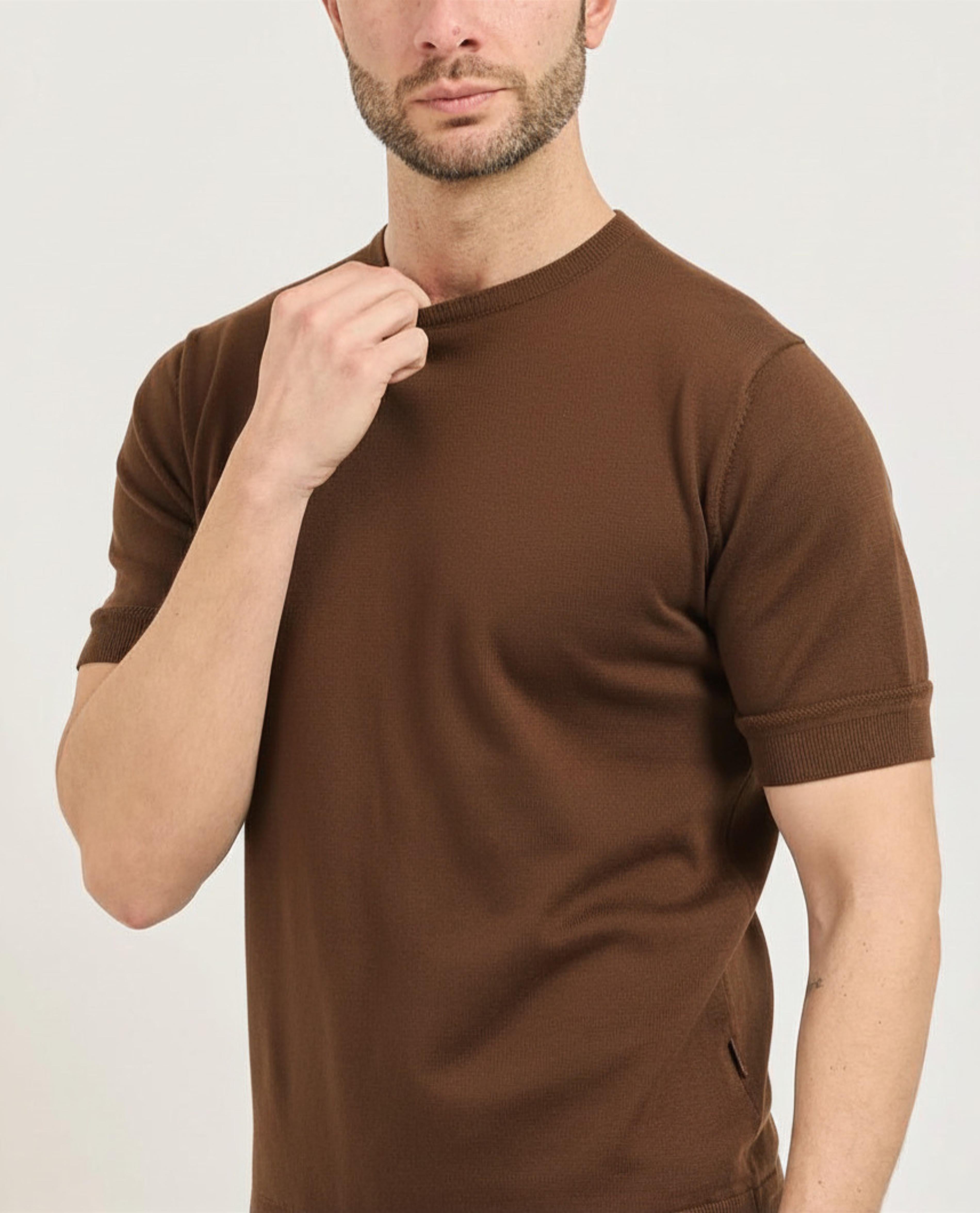 MAGLIA UOMO GIROCOLLO MEZZA MANICA IN FILO TERRA GAZZARRINI MES72G TERRA GAZZARINI 