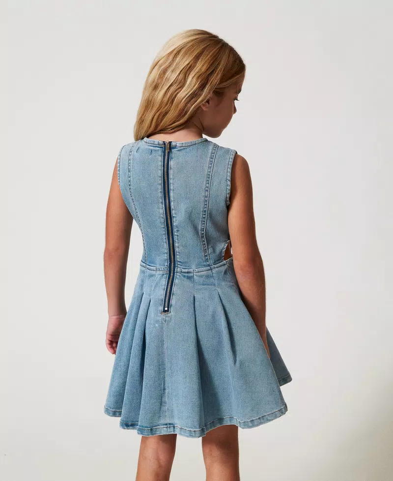 Abito corto in jeans con bottoni logati 251GJ2542 DENIM TWINSET KIDS 