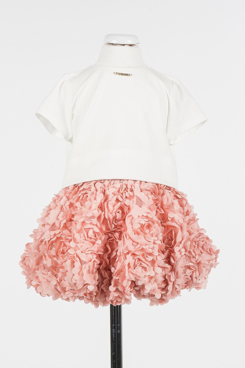 coordinato bambina  t-shirt e gonna con fiori bianco/rosa twinset 261GB2100 BIANCO/ROSA TWINSET KIDS 