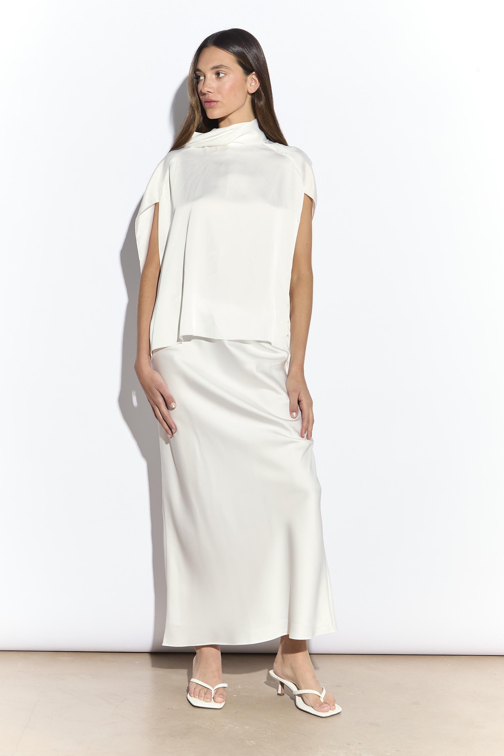 GONNA DONNA  IN SATIN BIANCO GLAMOUROUS AN4651 WHITE GLAMOROUS 
