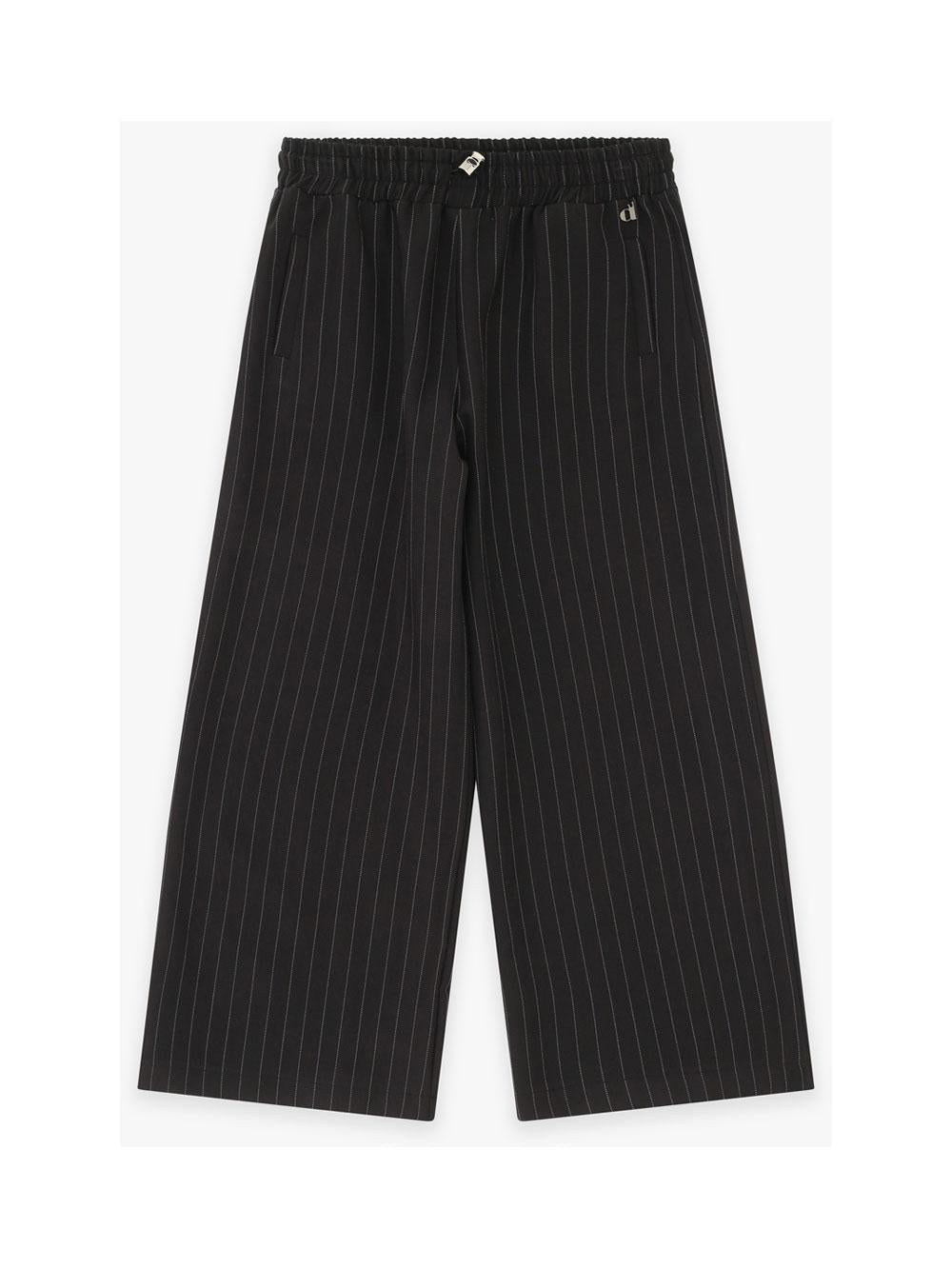 pantalone bambina palazzo gessato nero dixie PE44131G79 BLACK DIXIE 