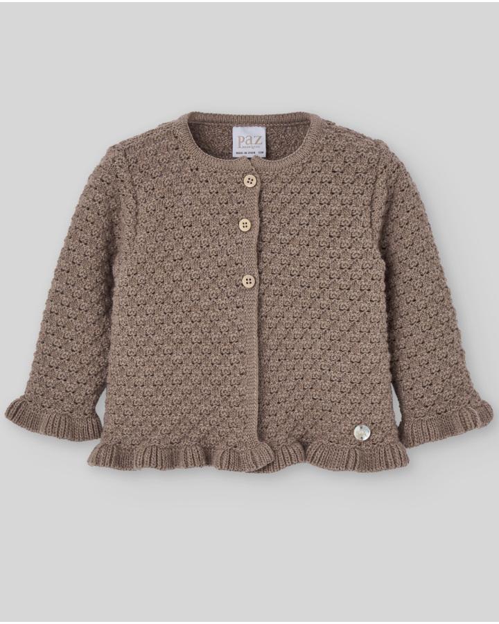 CARDIGAN NEONATA IN LANA BEIGE PAZ RODRIGUEZ 001-112973 UNICO PAZ RODRIGUEZ 