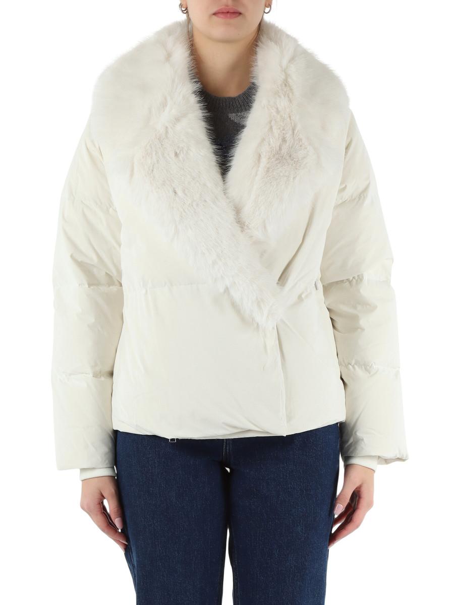 PIUMINO DONNA IN PIUMA D'OCA CON PELLICCIA BIANCO FREEDOMDAY O00002 EGRET FREEDOMDAY 