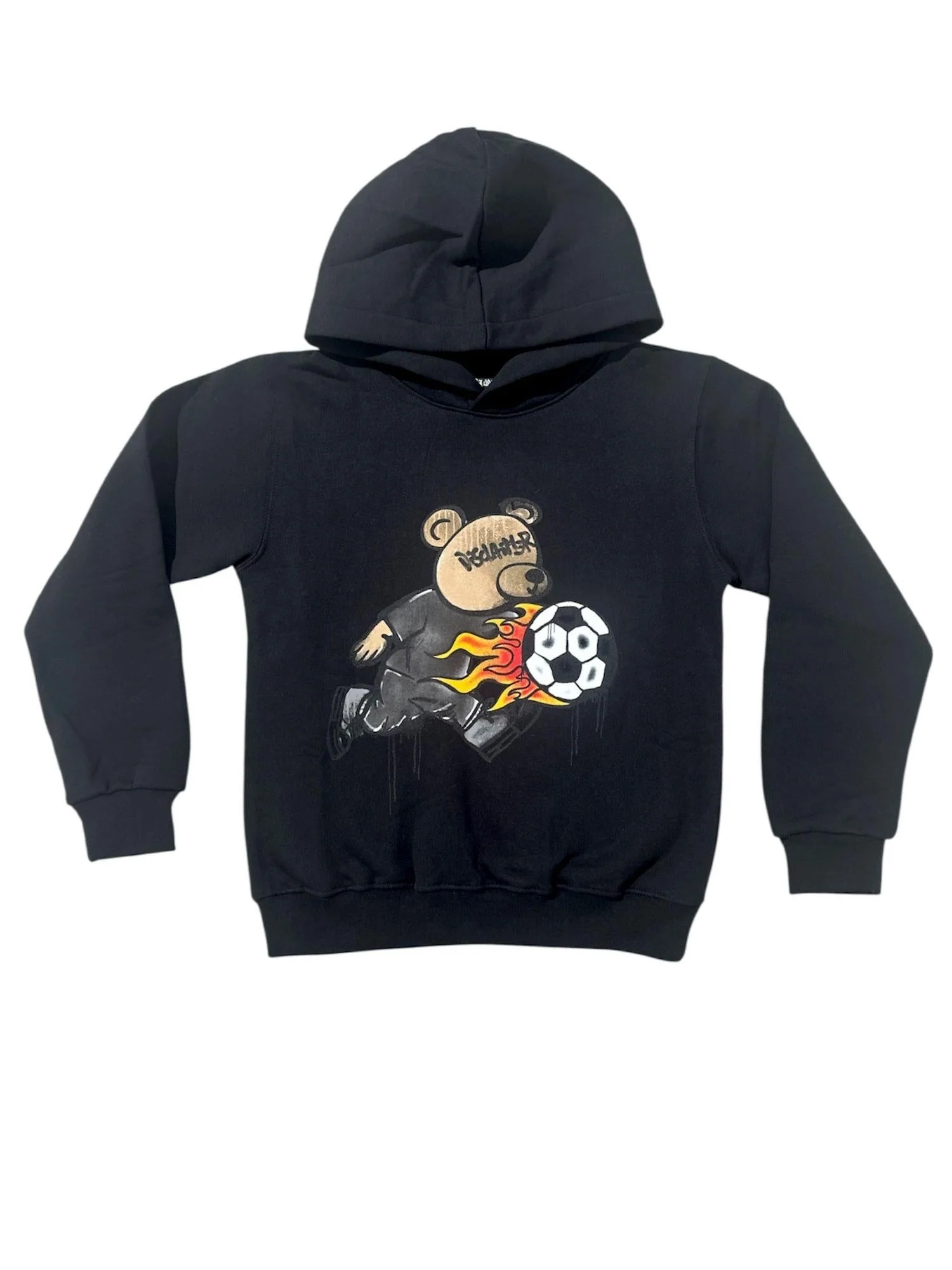 FELPA BAMBINO CON CAPPUCCIO STAMPA ORSO FIAMME NERO DISCLAIMER 58673 NERO DISCLAIMER 