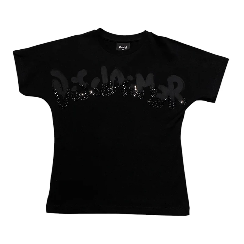 Disclaimer kids t-shirt nera logo borchie ragazza 58519<BR/> 58519 NERO DISCLAIMER 