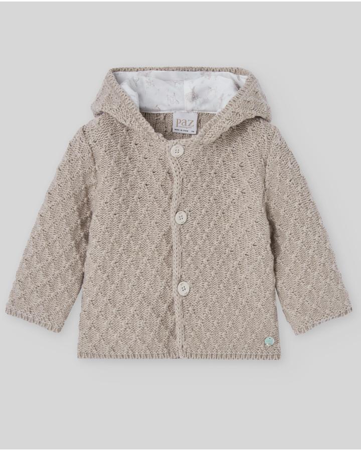 CAPPOTTINO NEONATO SFODERATO CON CAPPUCCIO  IN LANA BEIGE PAZ RODRIGUEZ 012-123075 SABBIA PAZ RODRIGUEZ 