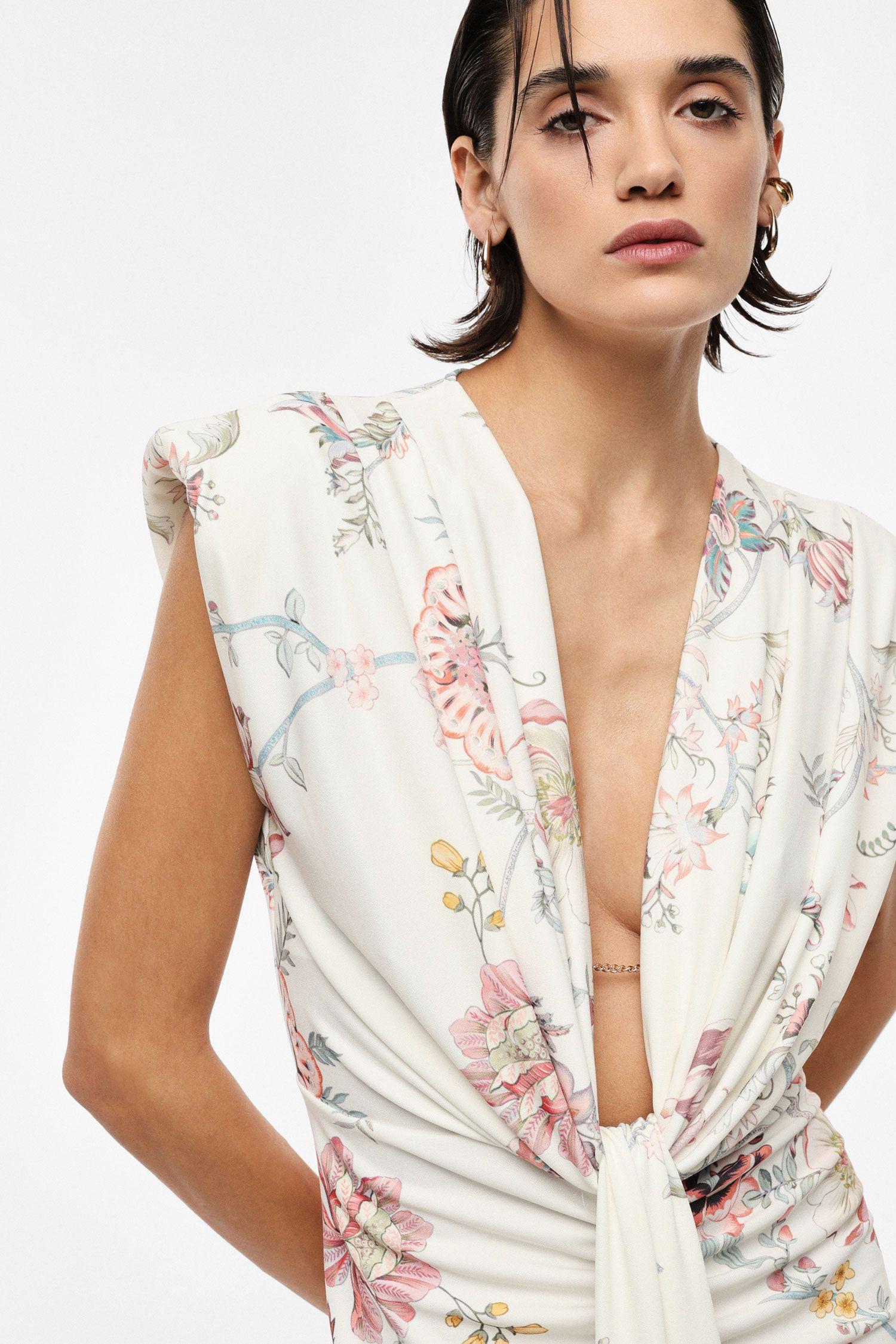 abito donna lungo fantsia floreale con scollo a v imperial AFYOLIP PANNA IMPERIAL 