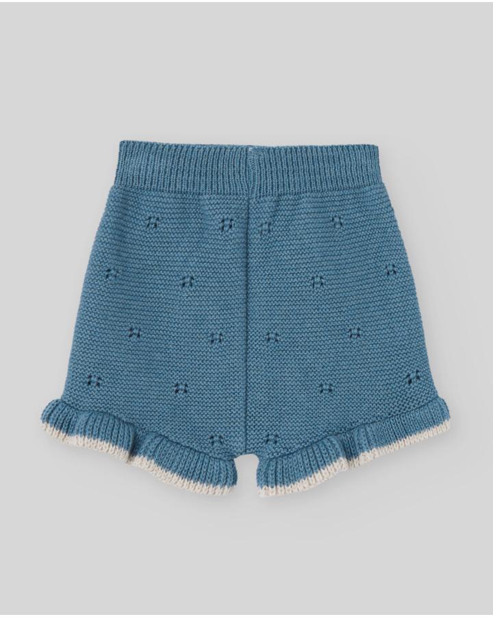 COORDINATO NEONATA MAGLIA CON COLLO E PANTALONCINO IN LANA PETROLIO PAZ RODRIGUEZ 103C-123123 UNICO PAZ RODRIGUEZ 