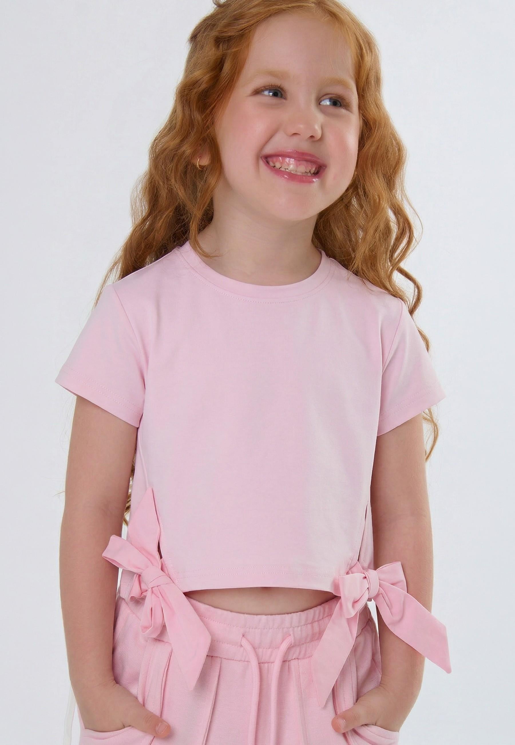 t-shirt BAMBINA CON FIOCCHI ROSA TO BE TOO TB1595T ROSA TO BE TOO 