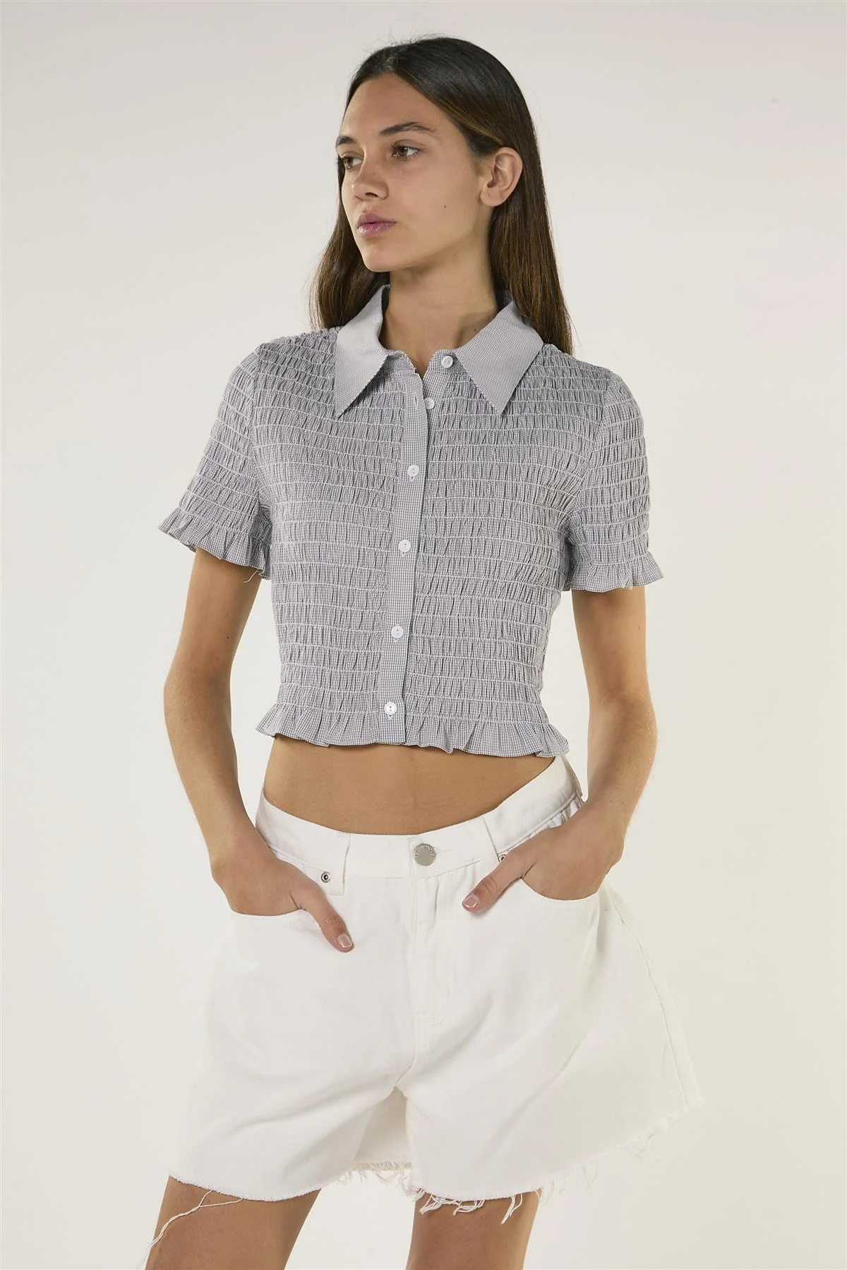SHORTS DONNA SFRANGIATO IN DENIM BIANCO GLAMOROUS AN5567 BIANCO GLAMOROUS 