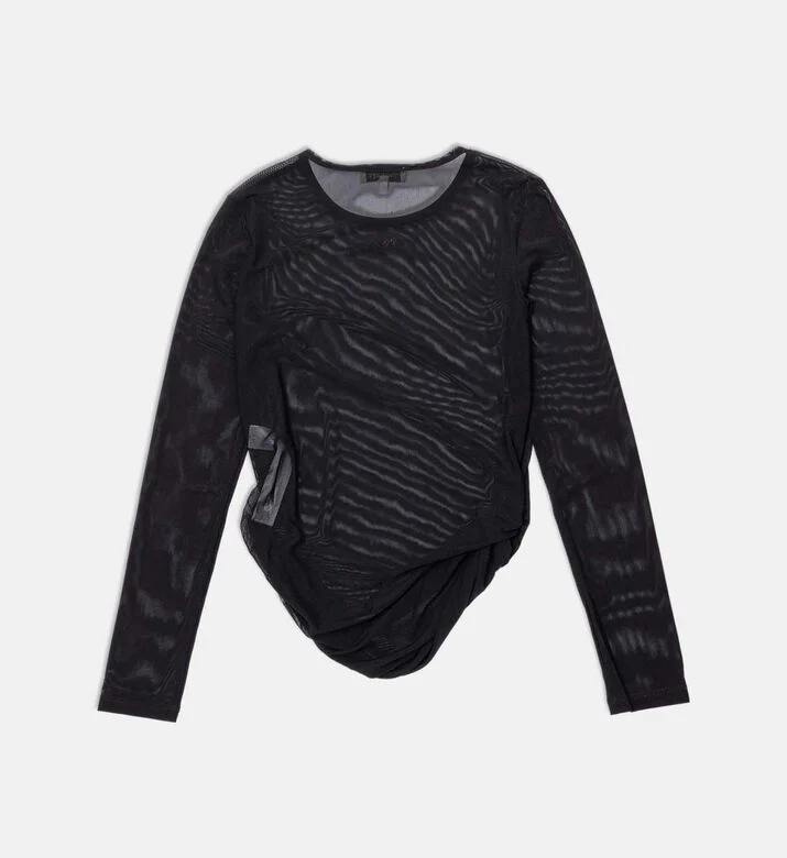 T-SHIRT BAMBINA MANICHE LUNGHE IN TULLE E PO NERA TWINSET 252GJ2311 NERO TWINSET KIDS 