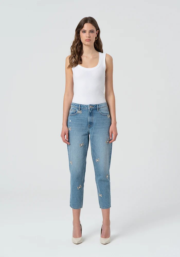 Jeans carrot mom fit in denim con lavaggio medio FR25SVD005D41903 DENIM FRACOMINA 