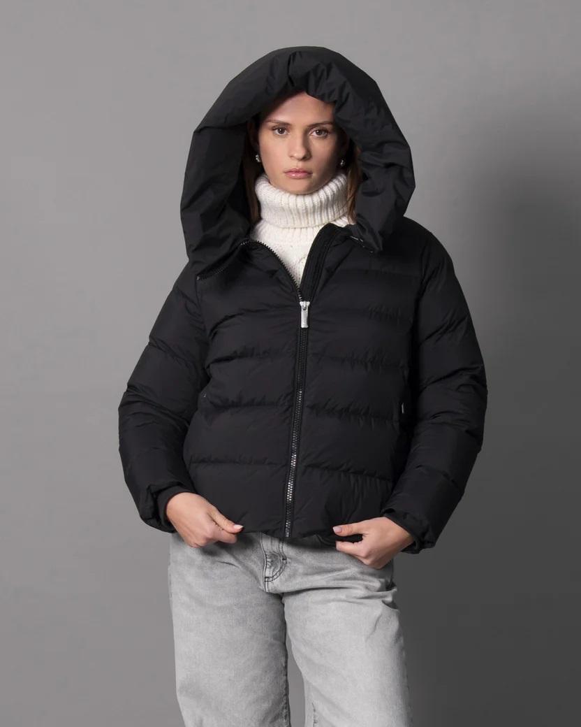 piumino donna con cappuccio nero freedomday O00056 BLACK FREEDOMDAY 