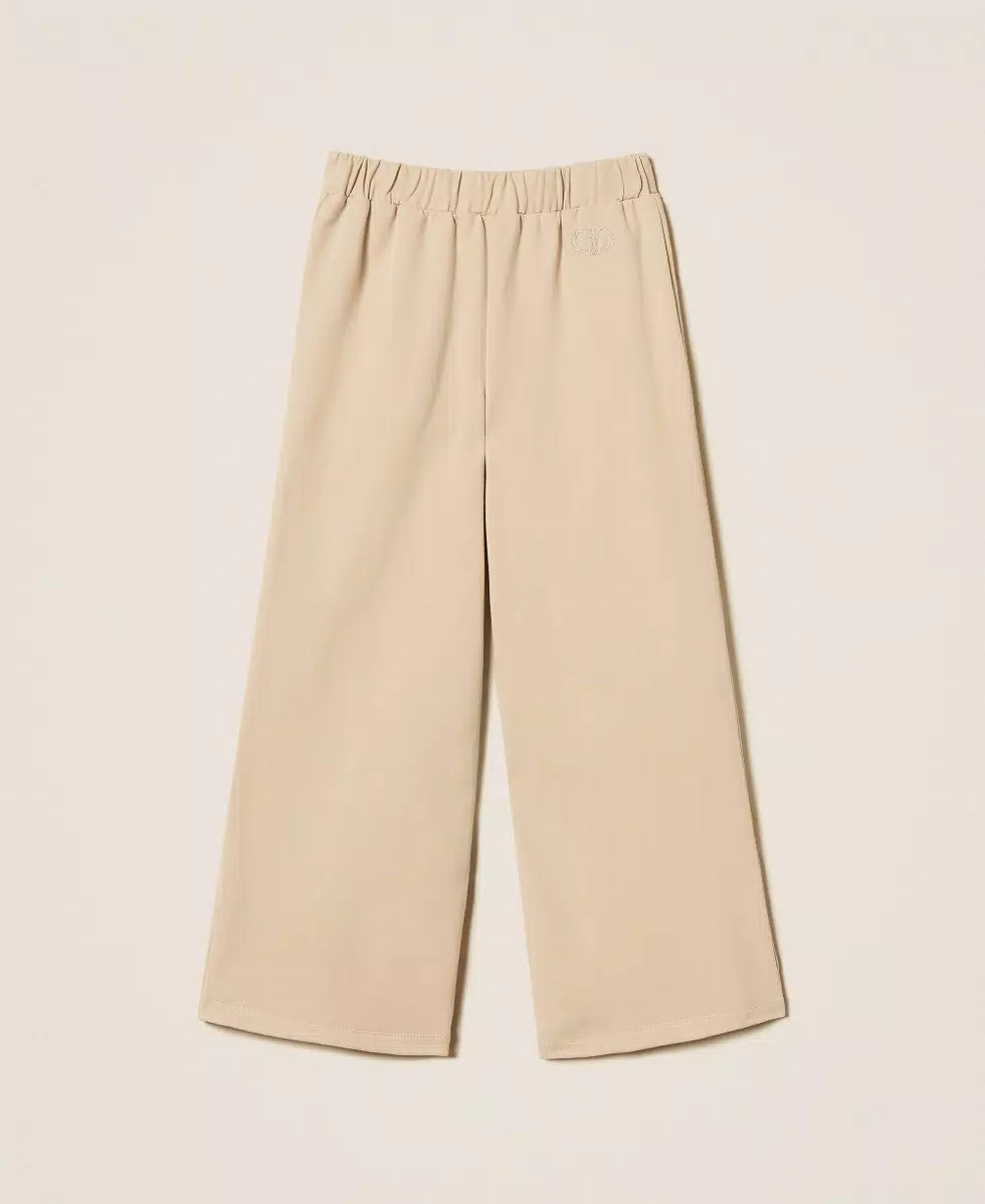 PANTALONE BAMBINA AMPIO IN FELPLA BEIGE TWINSET 252GJ2061 SAND DARK\MILK TWINSET KIDS 