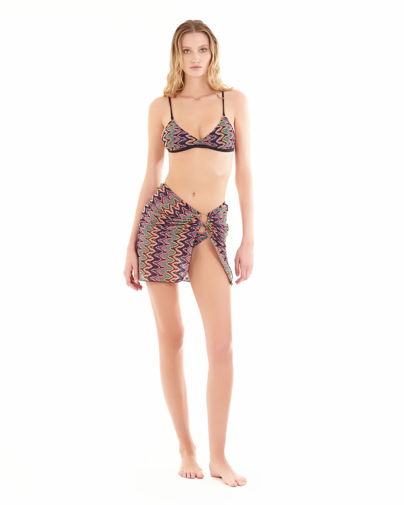 Pareo Cotazur in maglia con dettaglio anello sullo spacco PACA0053 ZIG ZAG COTAZUR 