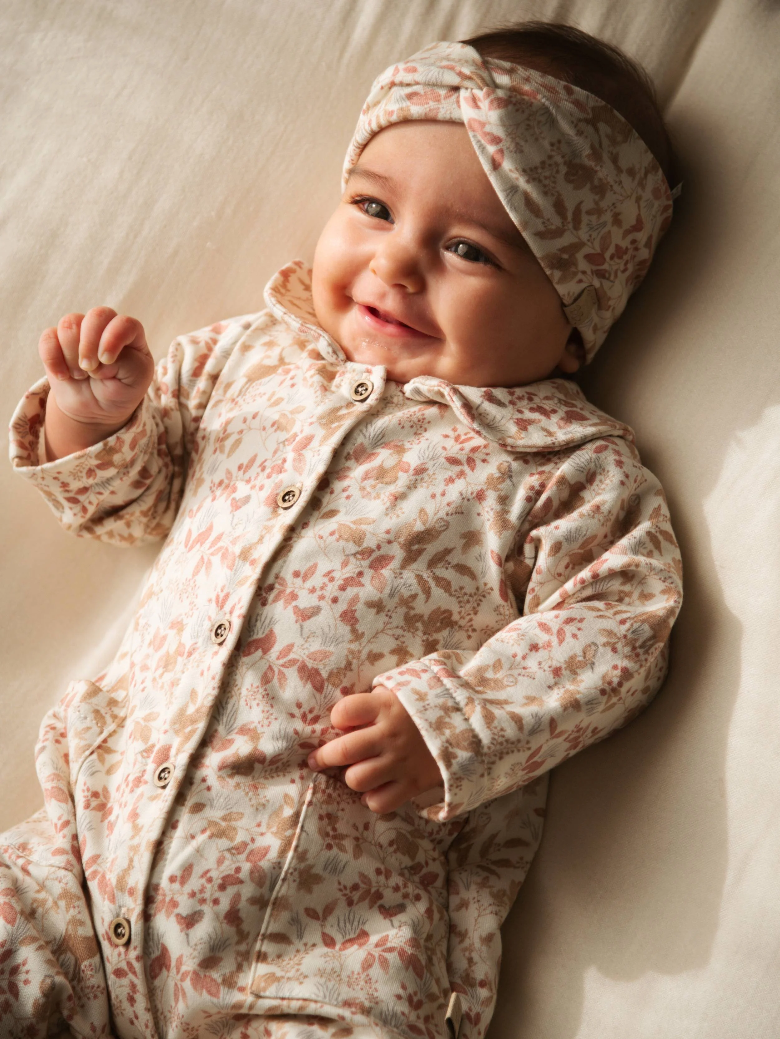 tutina neonata lineare con tasche con piedi stampata bamboom 1019 PRINT AUTUMN FOREST BAMBOOM 