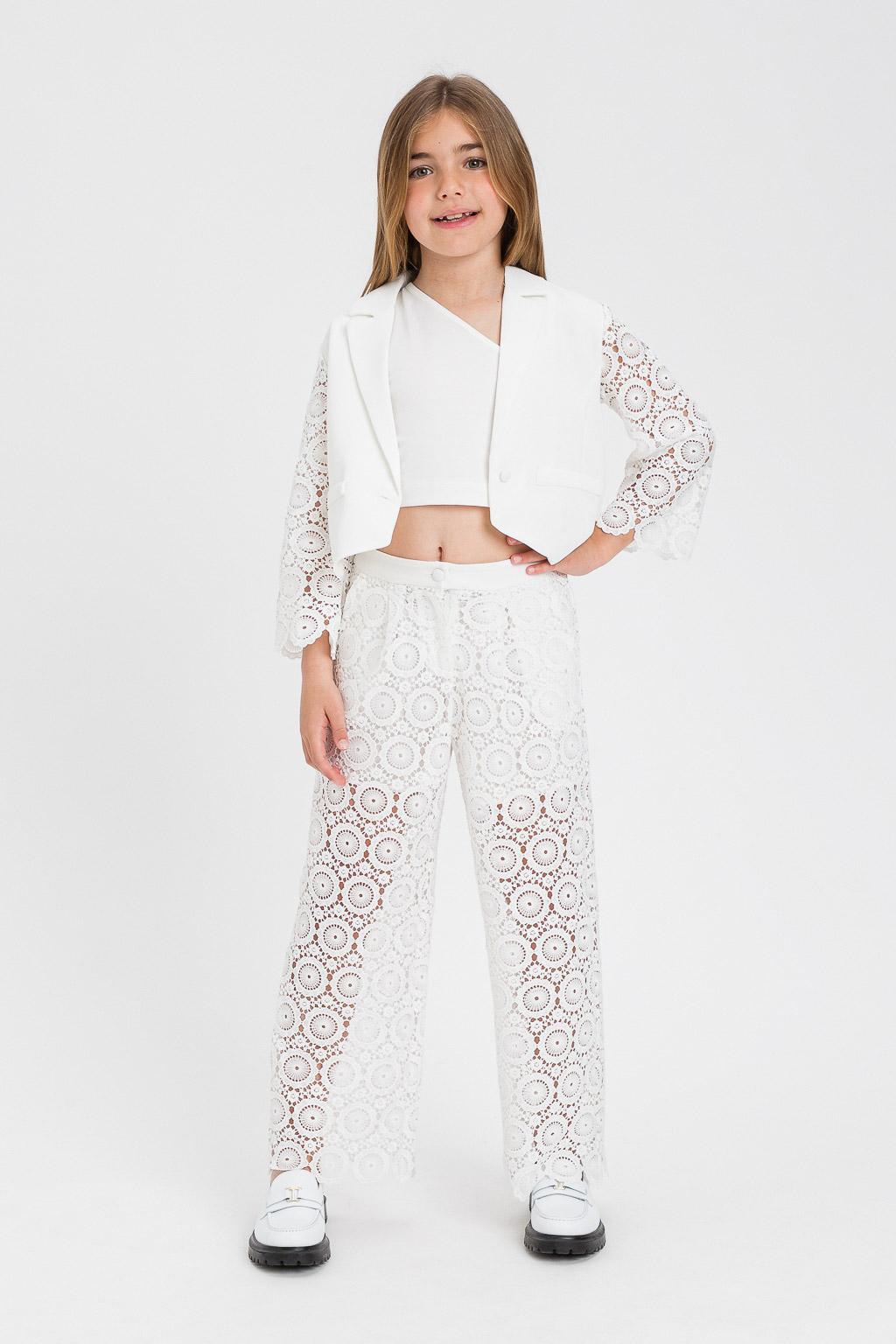 PANTALONE BAMBINA IN PIZZO BIANCO TWINSET 261GJ2Q21 BIANCO TWINSET KIDS 