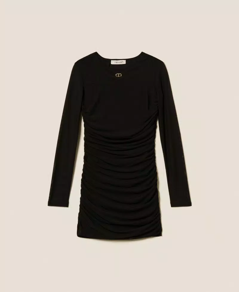 ABITO BAMBINA CORTO IN TULLE ARRICCIATO NERO TWINSET 252GJ2312 NERO TWINSET KIDS 