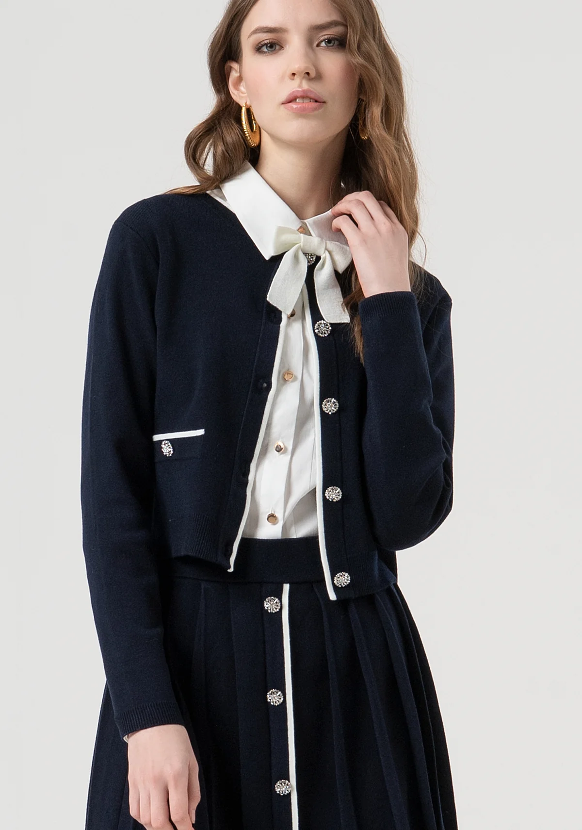 CARDIGAN FR25WT8023K45601 DARK BLUE CREAM FRACOMINA 