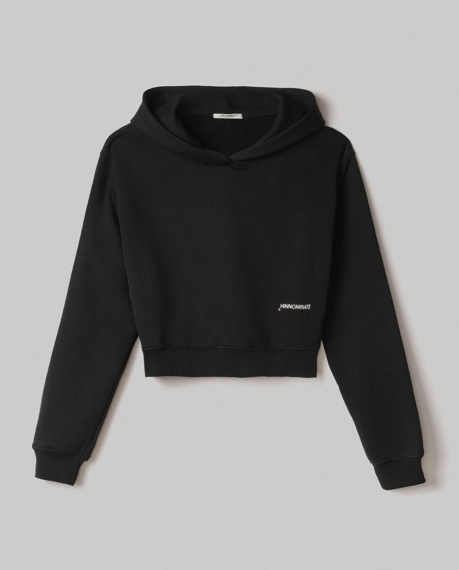 FELPA DONNA CORTA BASIC CON CAPPUCCIO NERO HINNIMINATE HMABW01935 NERO HINNOMINATE 