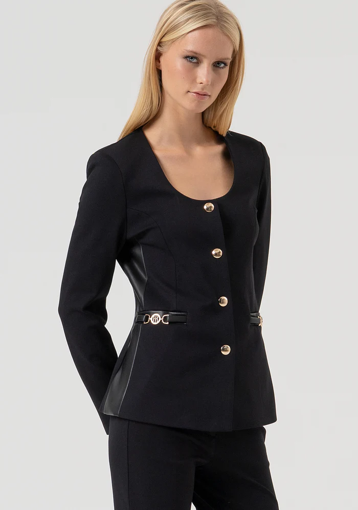 GIACCA DONNA SCOLLO TONDO SLIM FIT NERO FRACOMINA FR25WJ2006W78001 BLACK FRACOMINA 