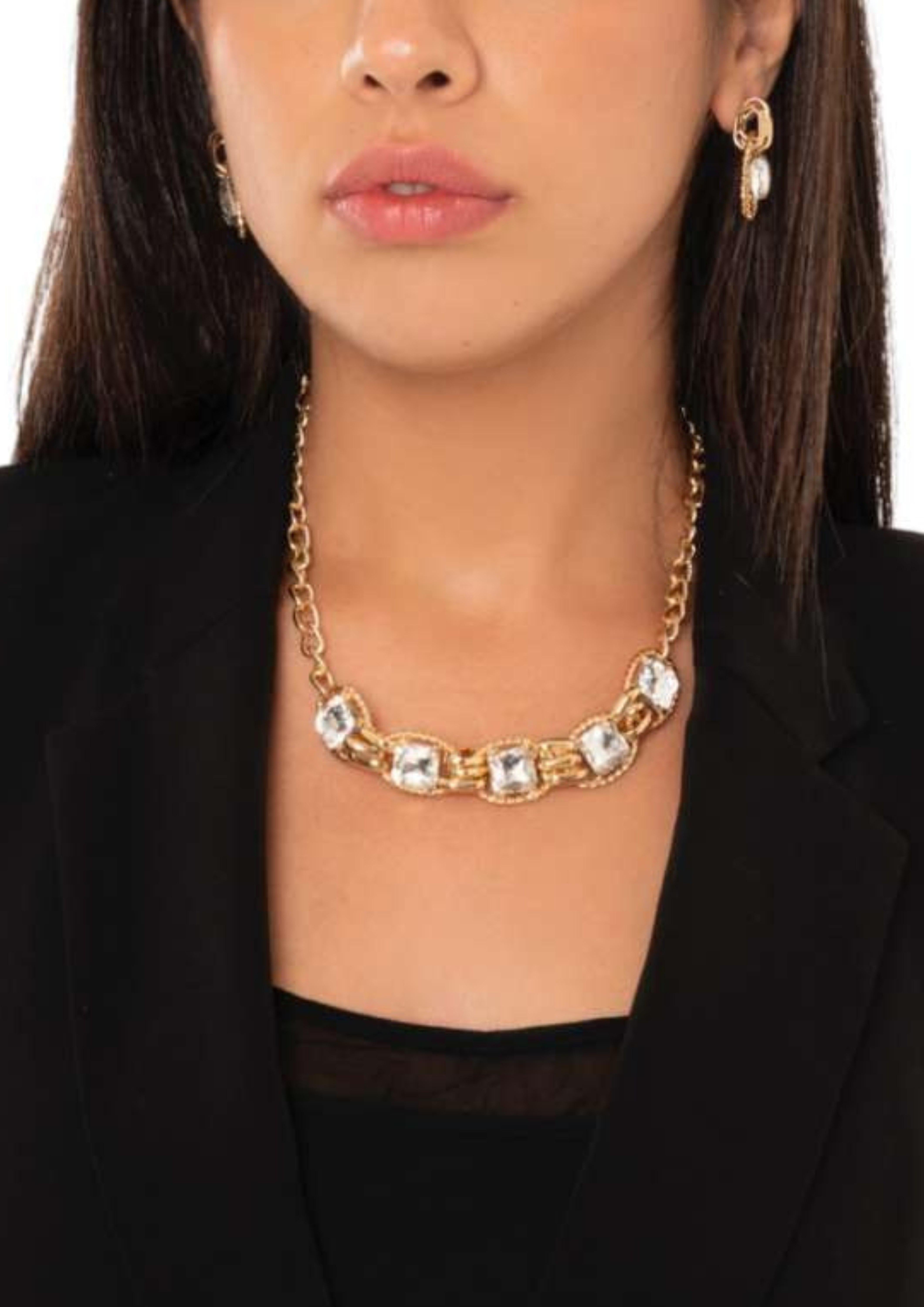 COLLANA GIROCOLLO A CATENA CON PIETRE G16251 ORO MYA ACCESORIES 