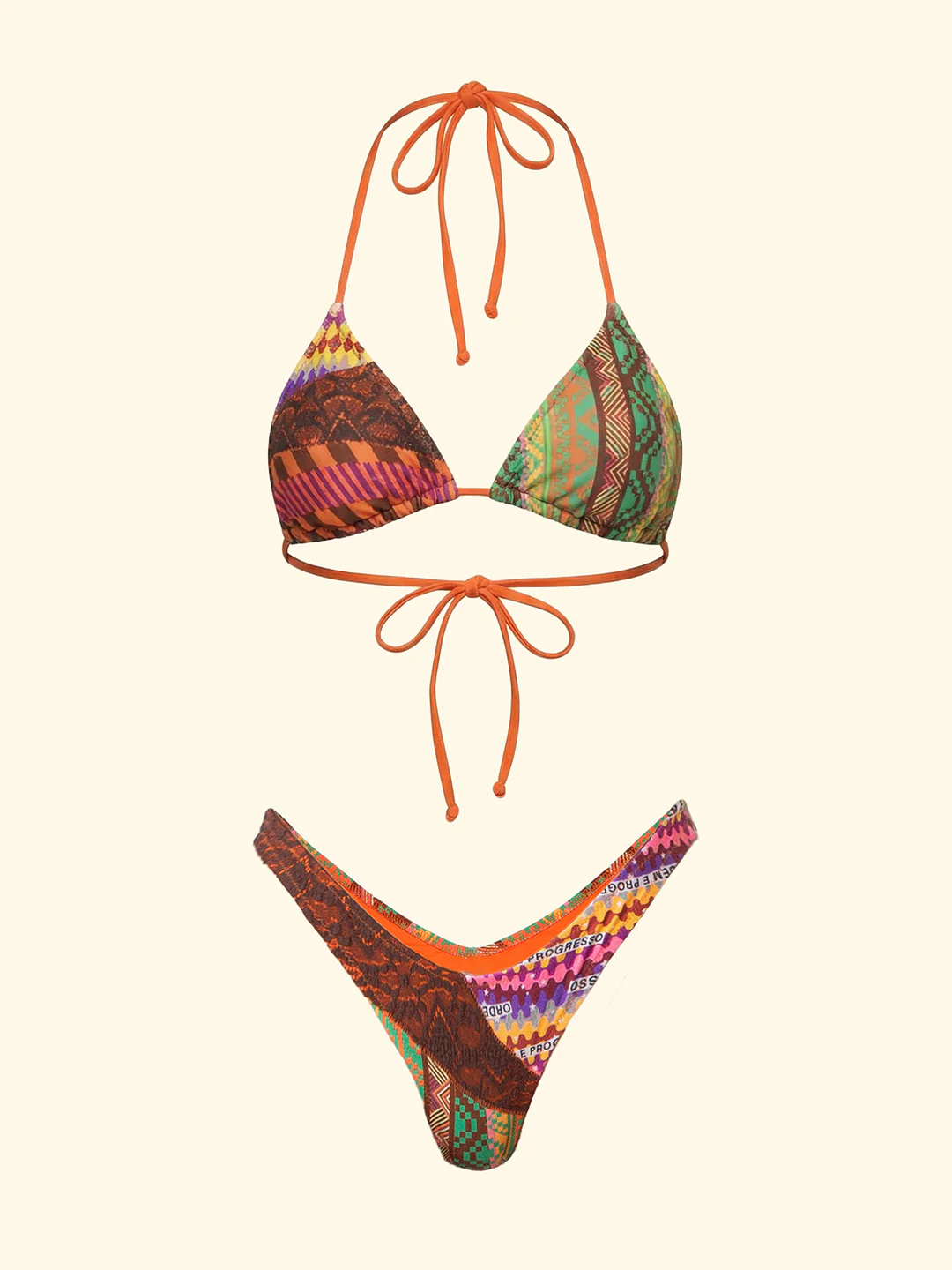 bikini donna triangolo con slip americano fisso fantasia f**k FK26-SW0200X11 UNICO F**K 