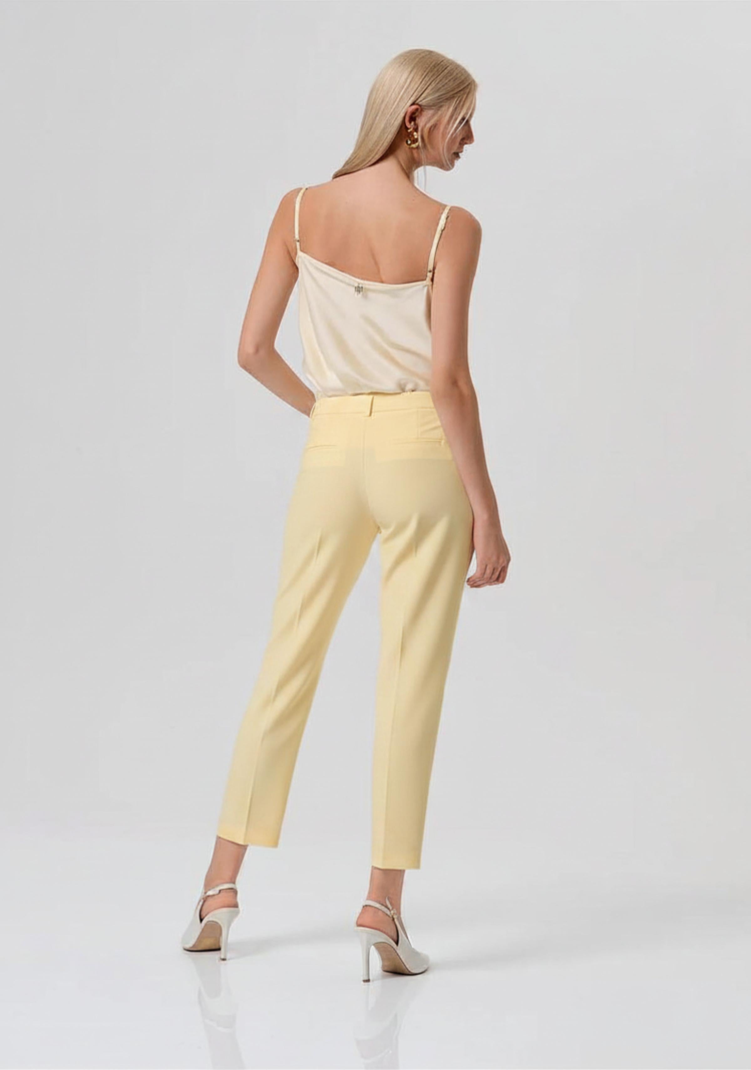 PANTALONE DONNA REGULAR MODELLO CHINO BIANCO GIALLO FRACOMINA FR26SV4002W42901 PANNA FRACOMINA 