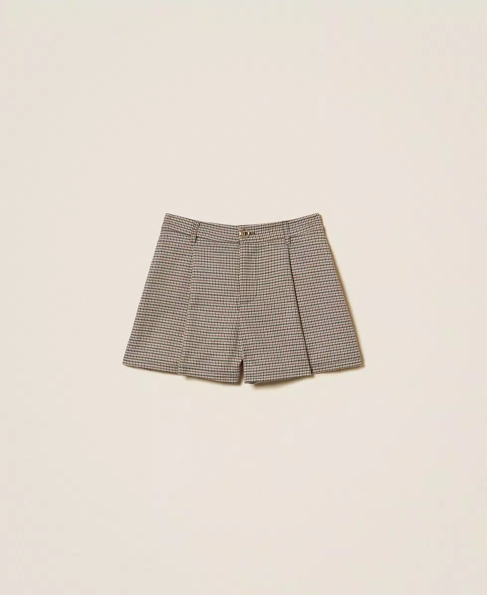 SHORTS BAMBINA A PIEGHE PIED DE POULE TWINSET 252GJ2103 PIED DE POULE TWINSET KIDS 
