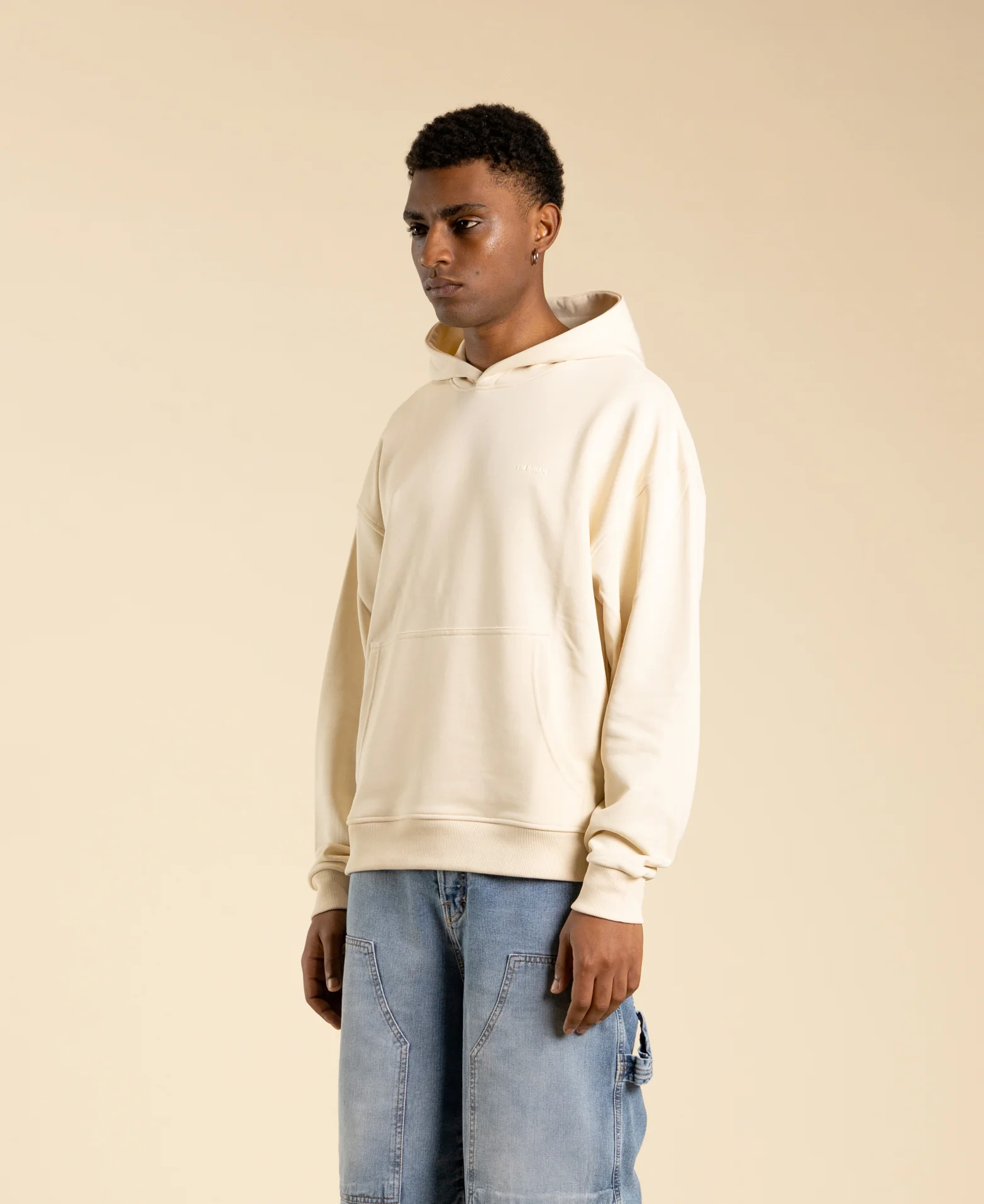 felpa oversize con cappuccio F3333 PANNA I'M BRIAN 