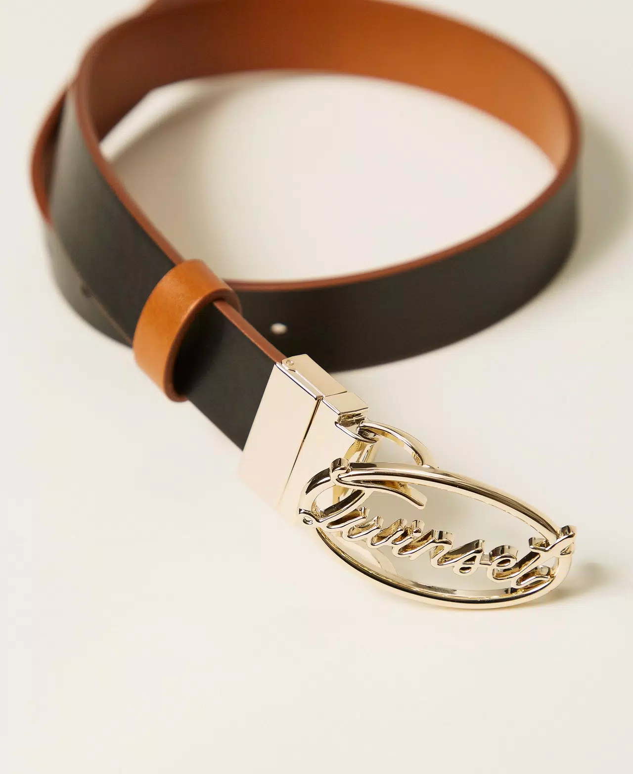 CINTURA REVERSIBILE CON LOGO LETTERING 261GJ5014 CUOIO/NERO TWINSET KIDS 