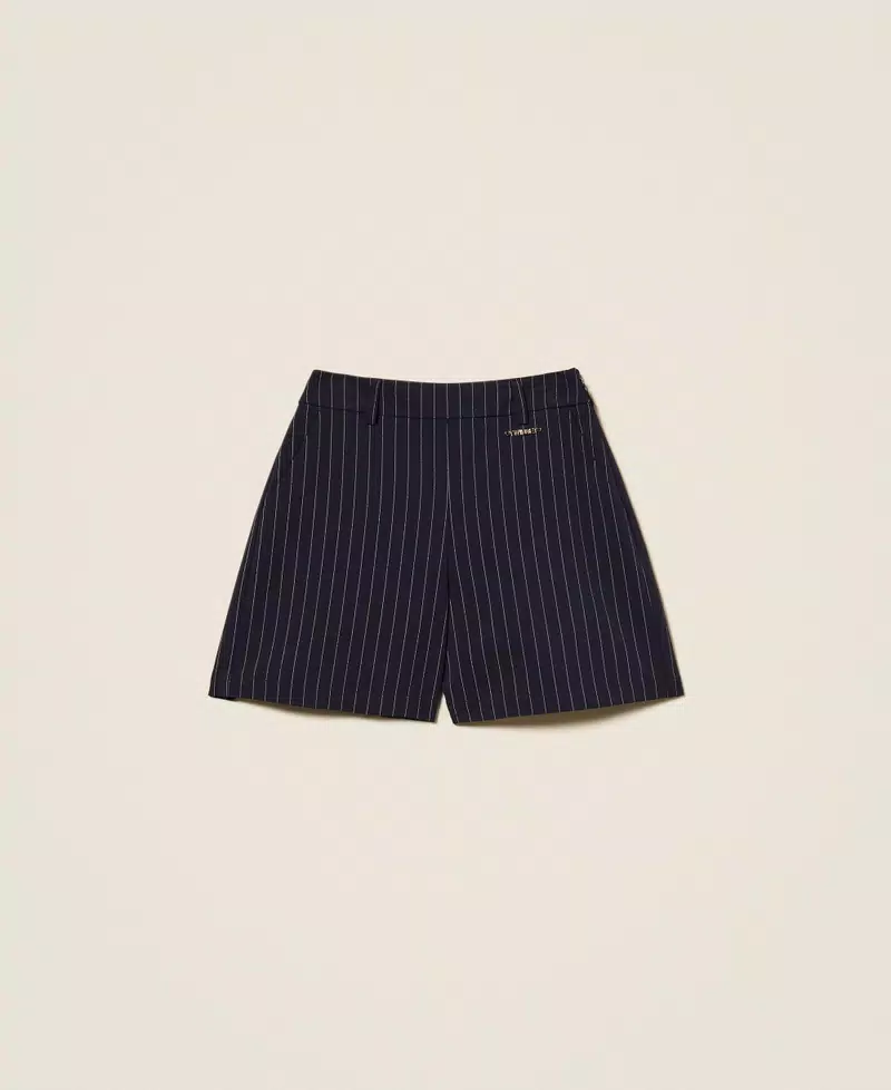 SHORTS BAMBINA GESSATO BLU TWINSET<BR/> 252GJ2041 CLASSIC BLU TWINSET KIDS 