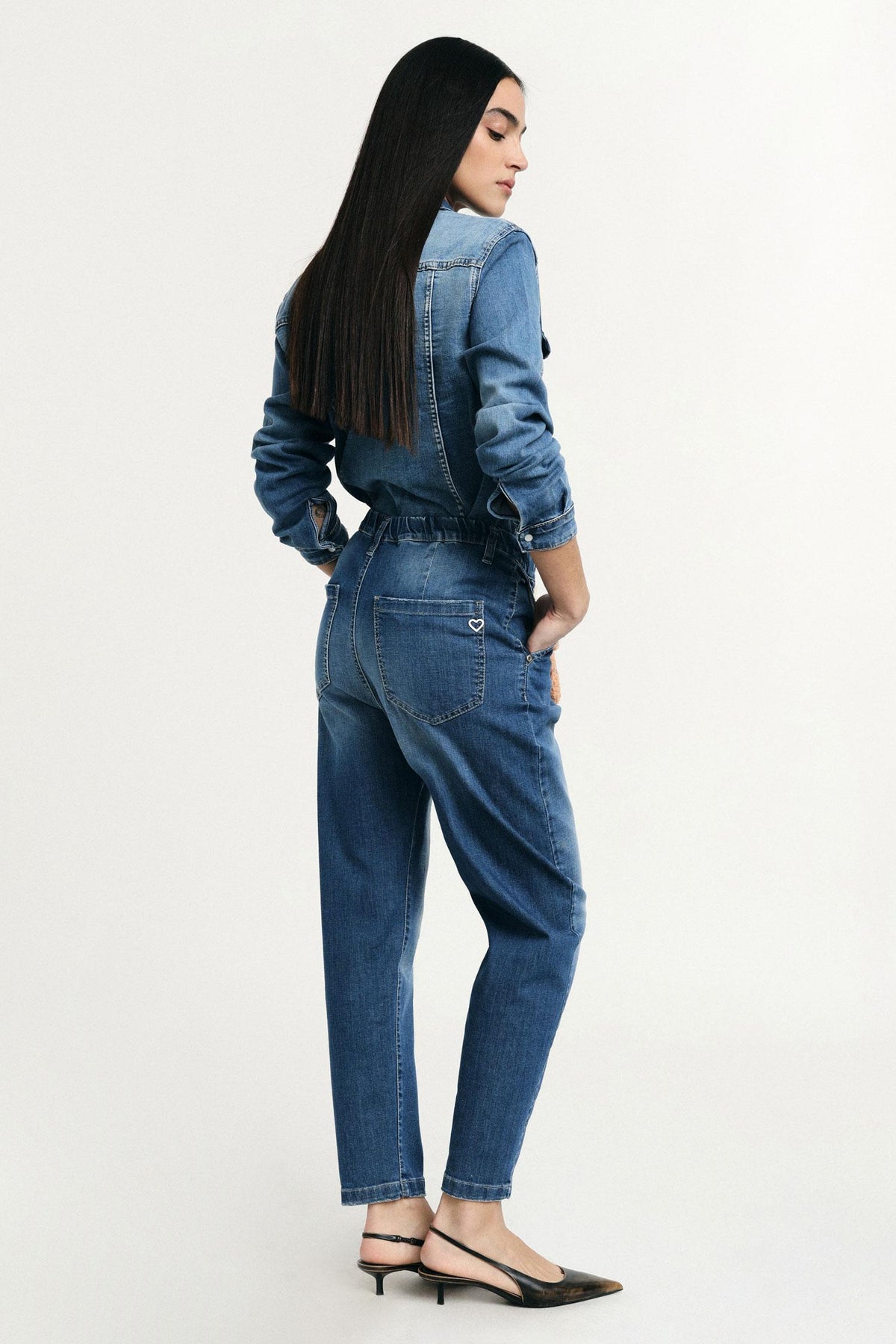 jeans donna baggy fit con vita alta denim please P3KYBQ2W9I BLU DENIM PLEASE 
