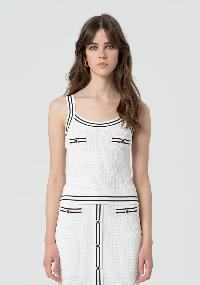 Canotta aderente in maglia FR25ST4011K52401 BLACK FRACOMINA 