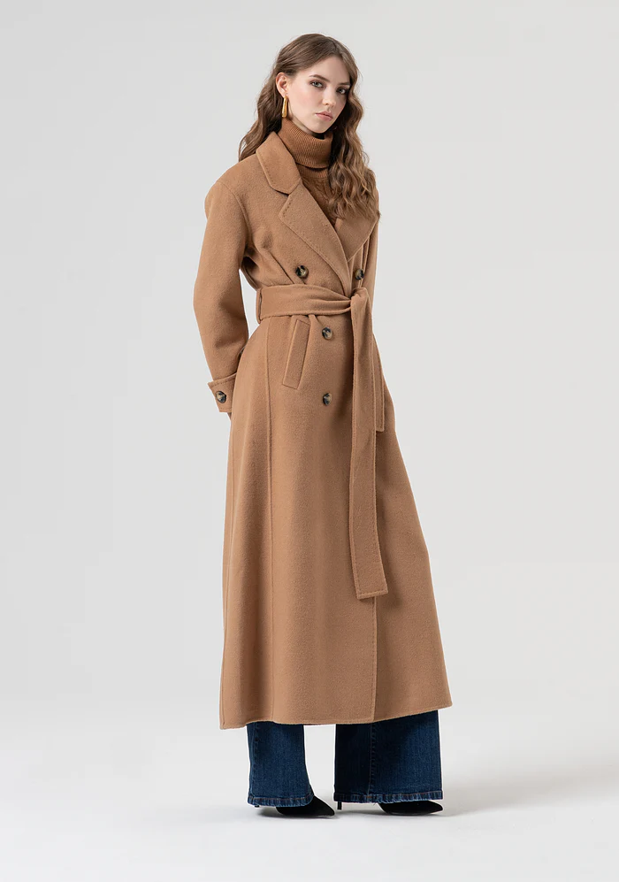 cappotto donna lungo con cintura cammello fracomina FR25WC1001W80201 CAMEL FRACOMINA 