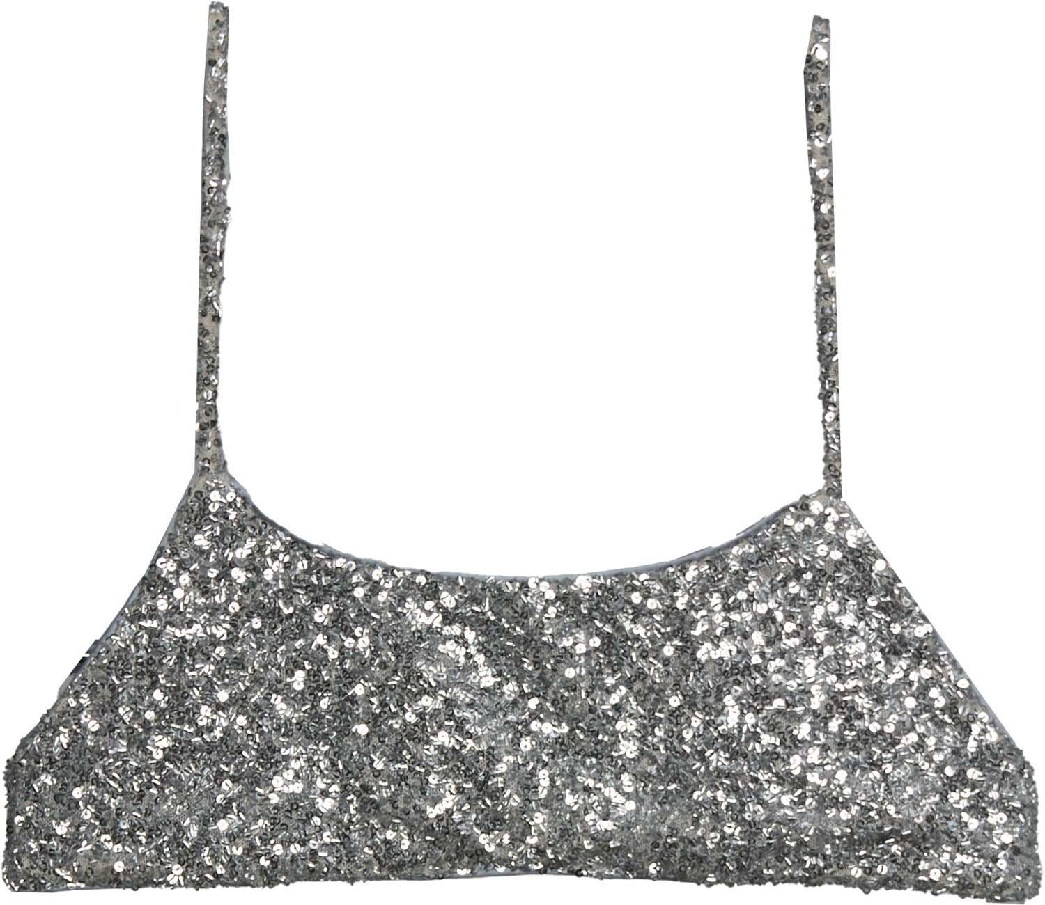 TOP DONNA CORTO IN PAILETTES ARGENTO JIJIL TP136 ARGENTO JIJIL 