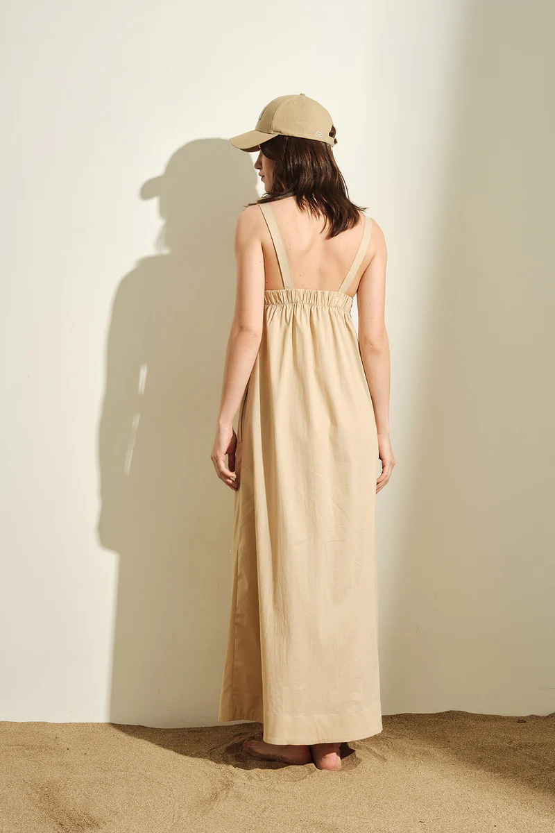 ABITO DONNA LUNGO CON APPLICAZONI  IN COTONE CAMMELLO JIJIL AB071 CAMMELLO JIJIL 