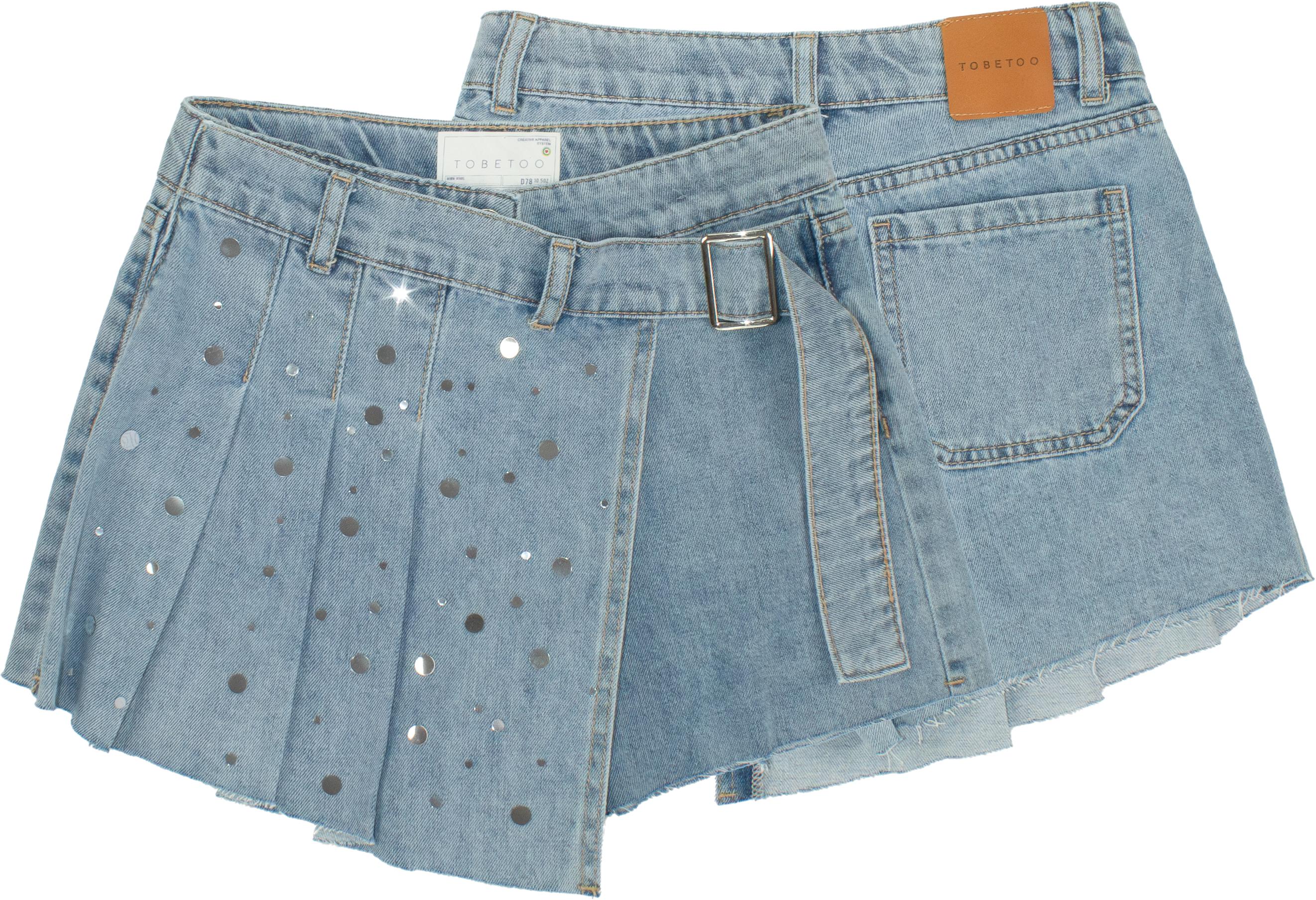 SHORTS BAMBINA IN DENIM CON PIEGHE E DETTAGLI LUMINOSI TO BE TOO T1392P JEANS TO BE TOO 