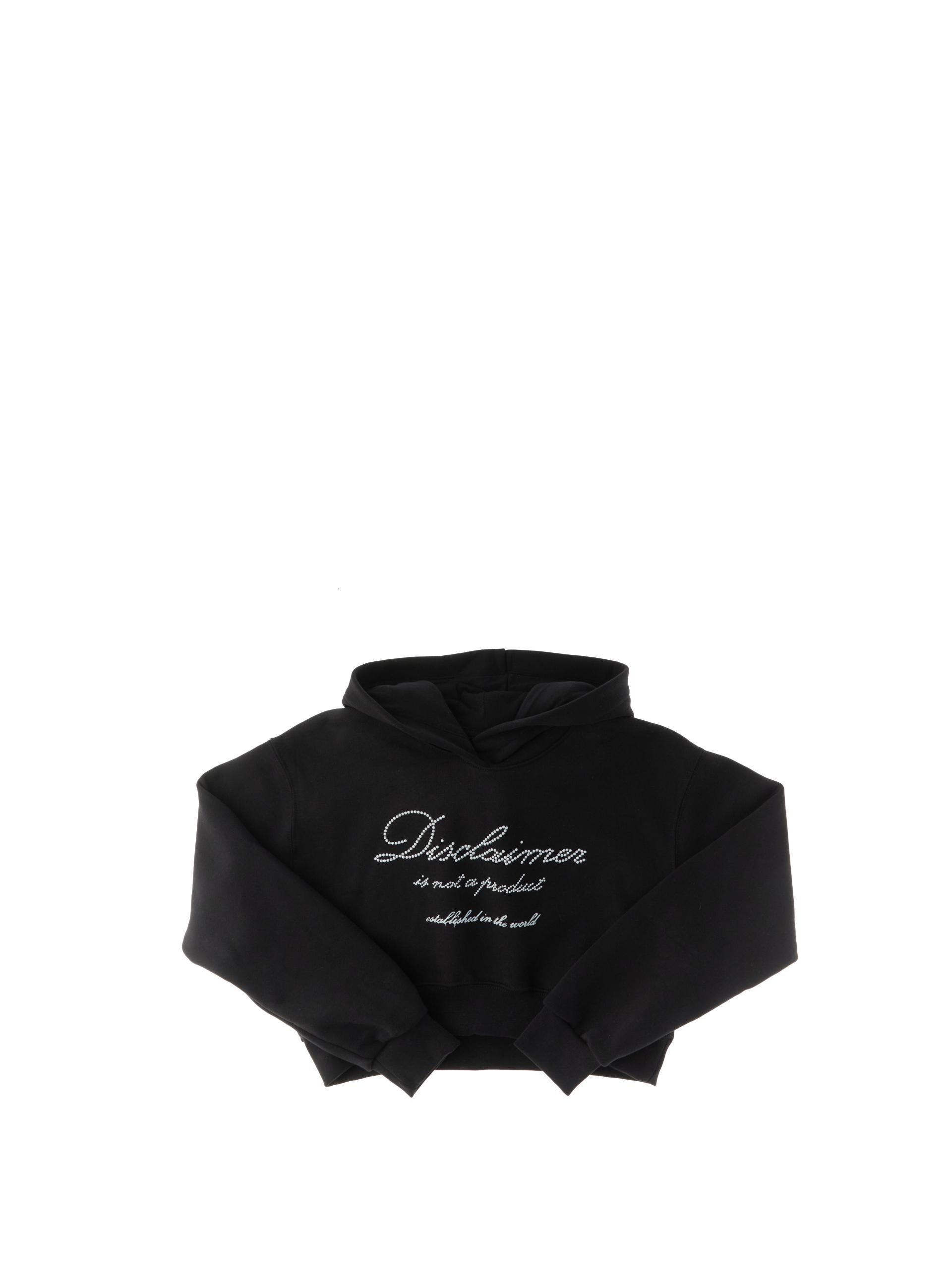 FELPA BAMBINA  CROPPED CON CAPPUCCIO NERO DISCLAIMER 58729 NERO DISCLAIMER 