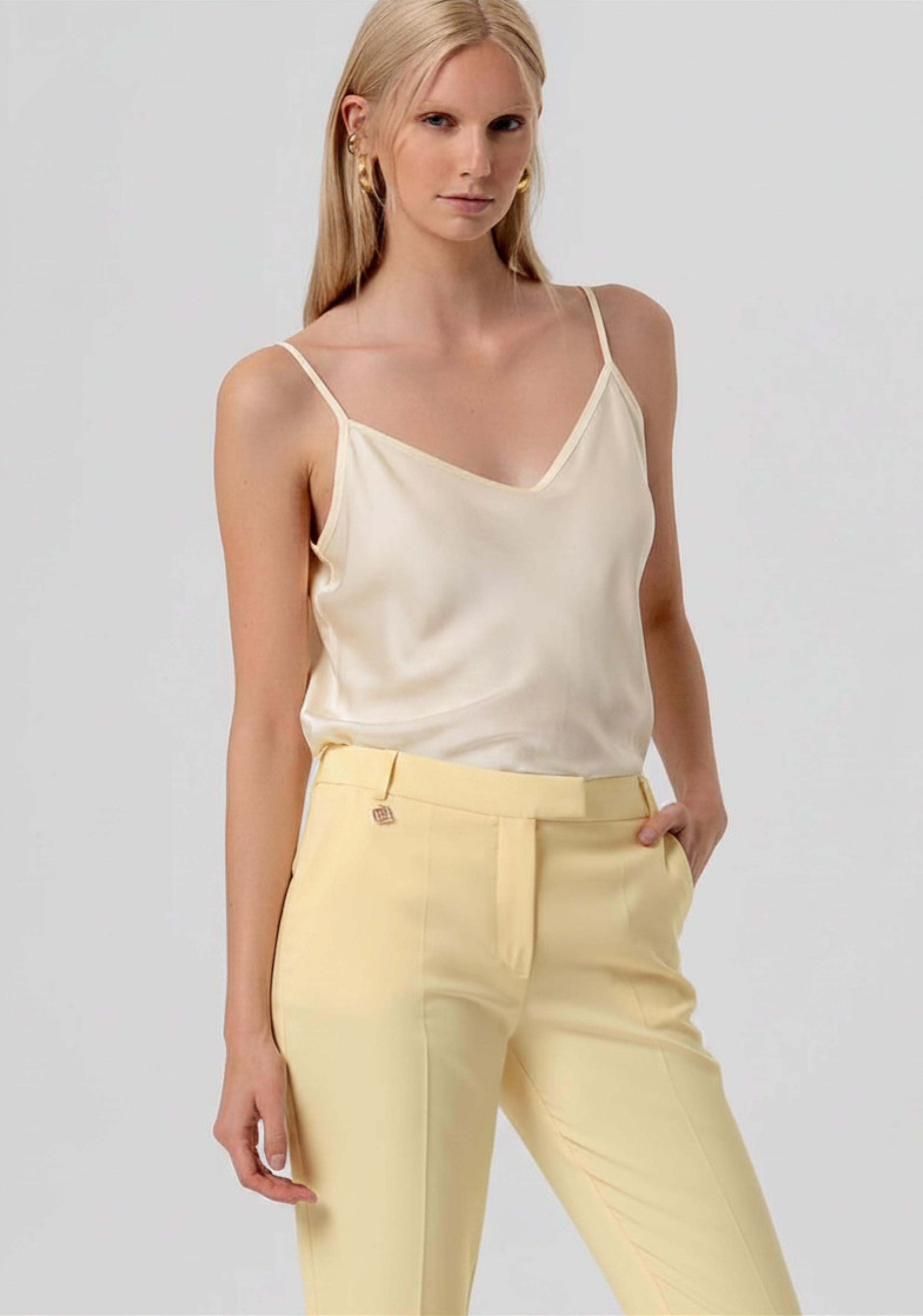 PANTALONE DONNA REGULAR MODELLO CHINO BIANCO GIALLO FRACOMINA FR26SV4002W42901 PANNA FRACOMINA 