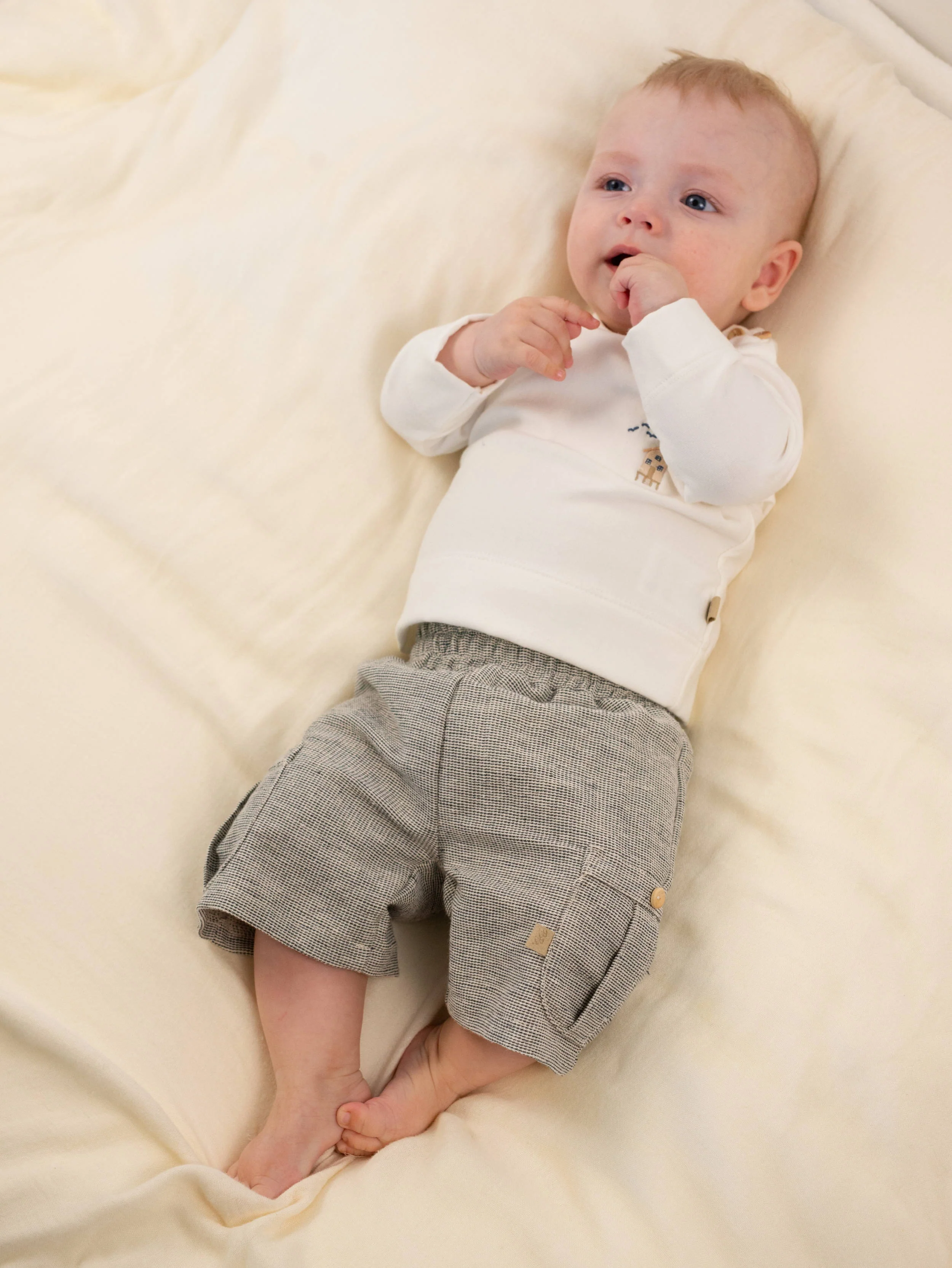 SHORTS neonato con elastco e tasconi blu melange  bamboom 1126 BLU BAMBOOM 