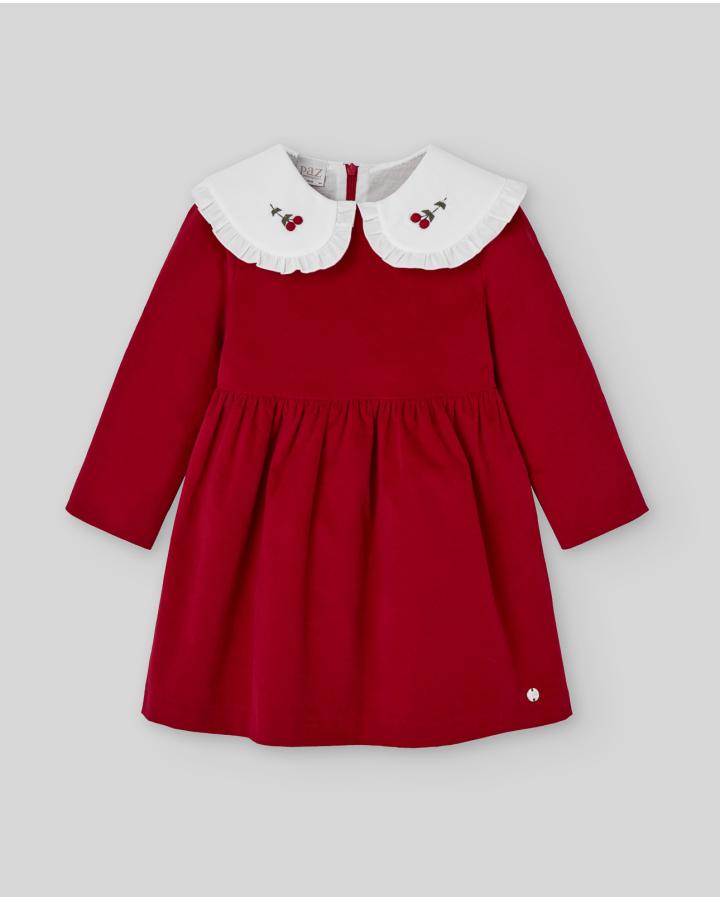 Abito bambina con colletto a contrasto rosso paz rodriguez 004-153025 ROSSO PAZ RODRIGUEZ 