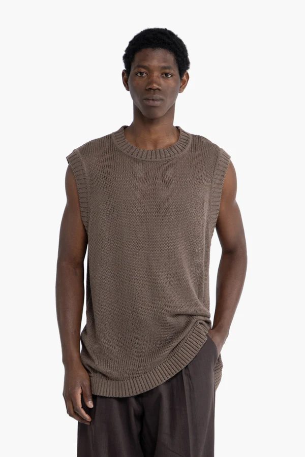 gilet uomo smanicato in maglia moro i'm brian MA3601 MORO I'M BRIAN 